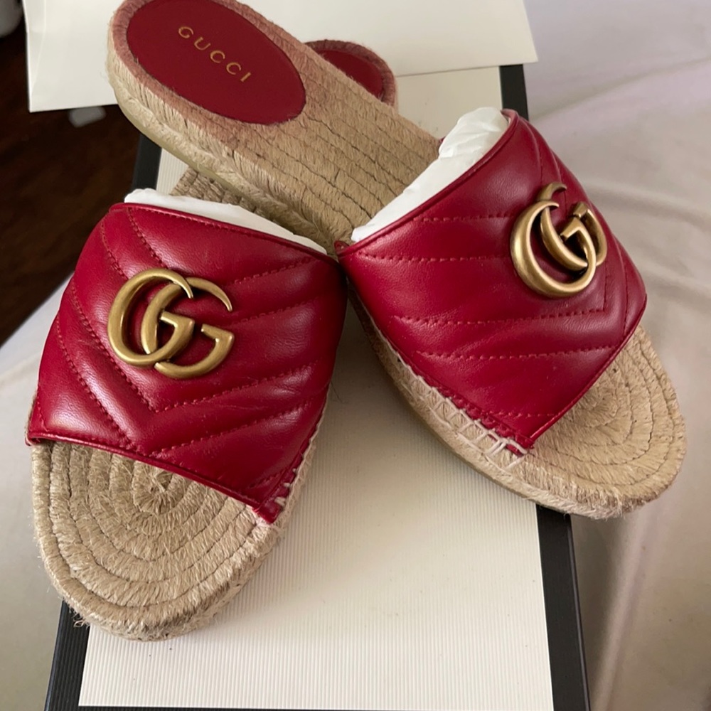 Red Gucci espadrilles